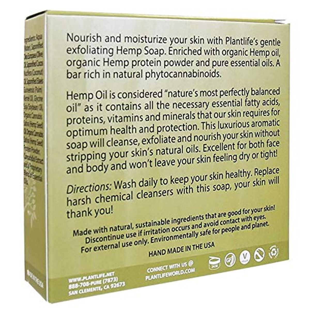 Hemp Herbal Soap Bar - Nourishing Organic 4.5 Ounce Natural Skin Care