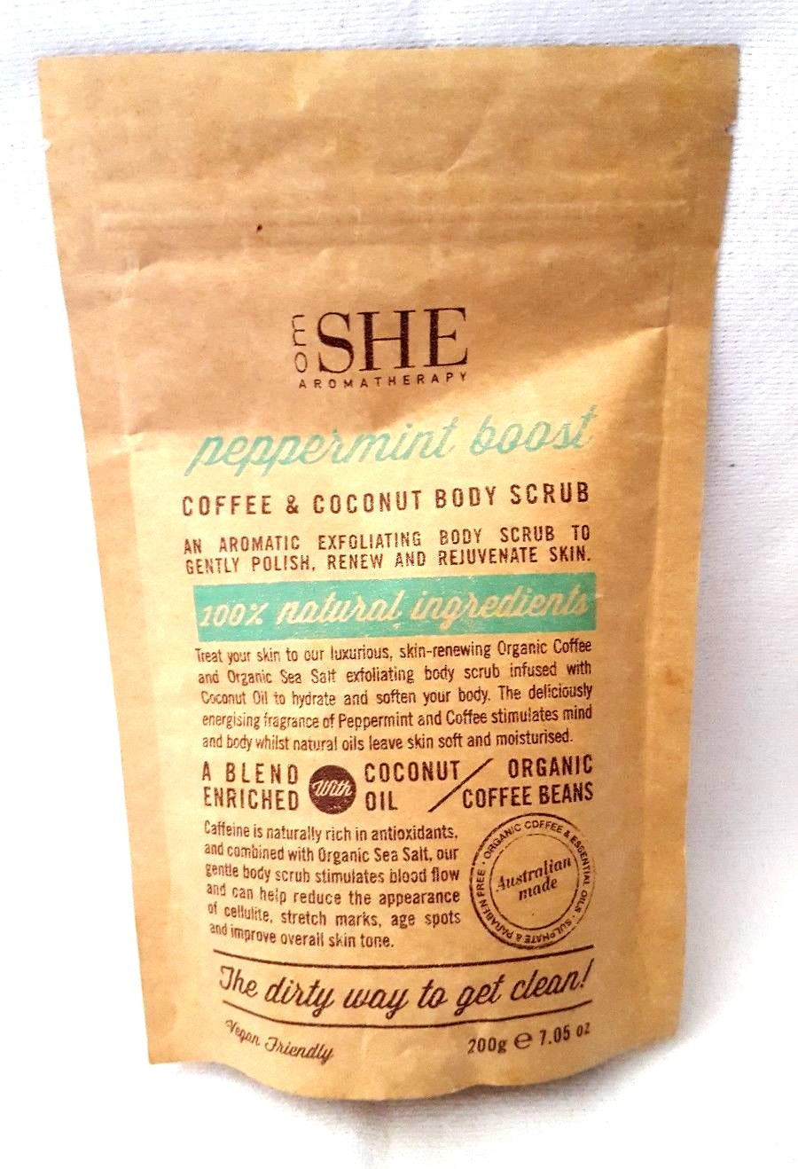 Om She Aromatherapy Coffee & Coconut Body Scrub Peppermint Boost - 7