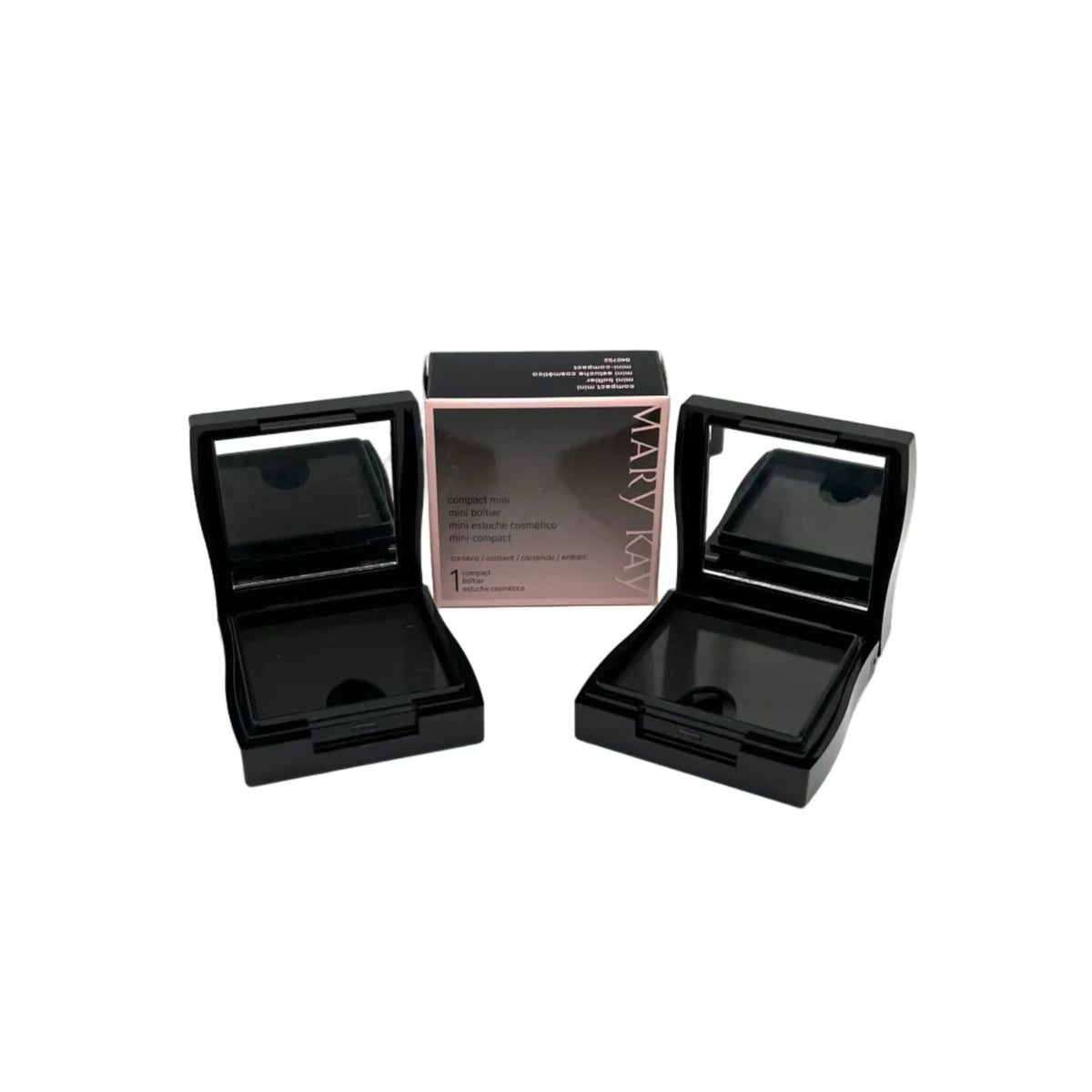 Mini Makeup Compact with Mirror - Unfilled Black Lot of 2 Discontinued