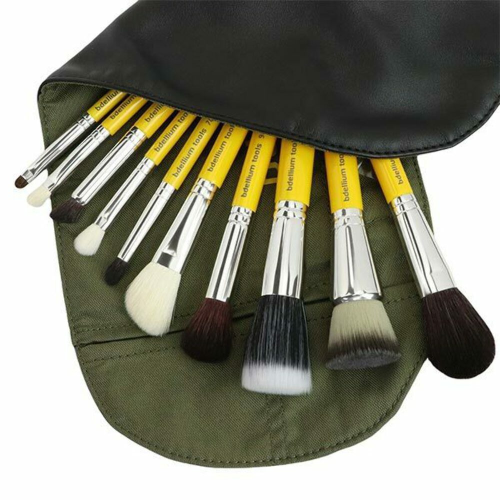 Travel Makeup Brush Set with Pouch - 10pc Mineral & Versatile Brushes