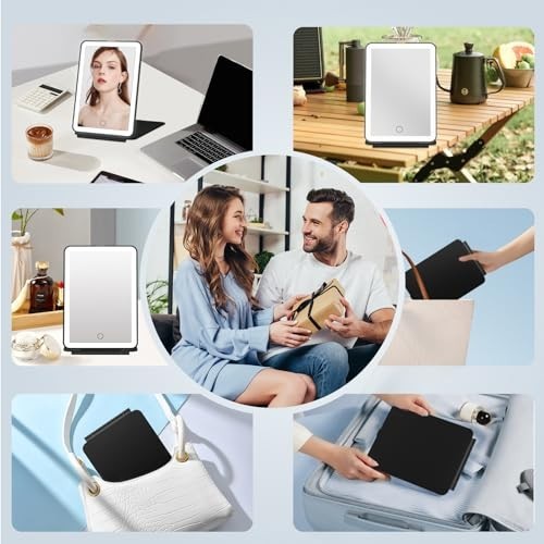 Rechargeable Travel Makeup Mirror with 72 LED Lights - Compact & Portable