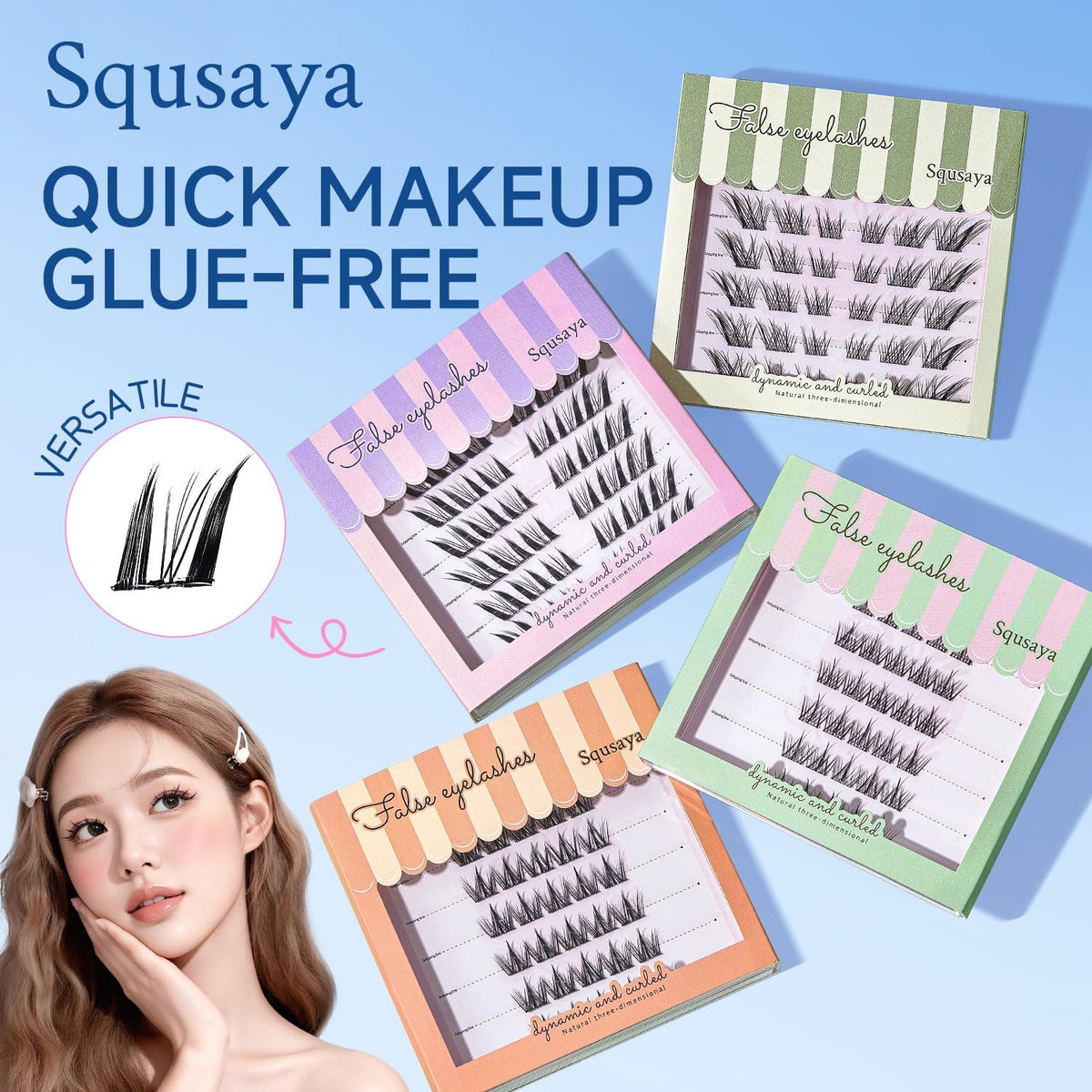 Pre Glued Eyelash Clusters Set U65 - Natural False Lashes for Easy Wear