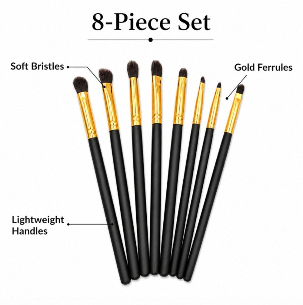 8-Piece Eye Makeup Brush Set for Eyeshadow Blending & Detailing - Travel Friendly