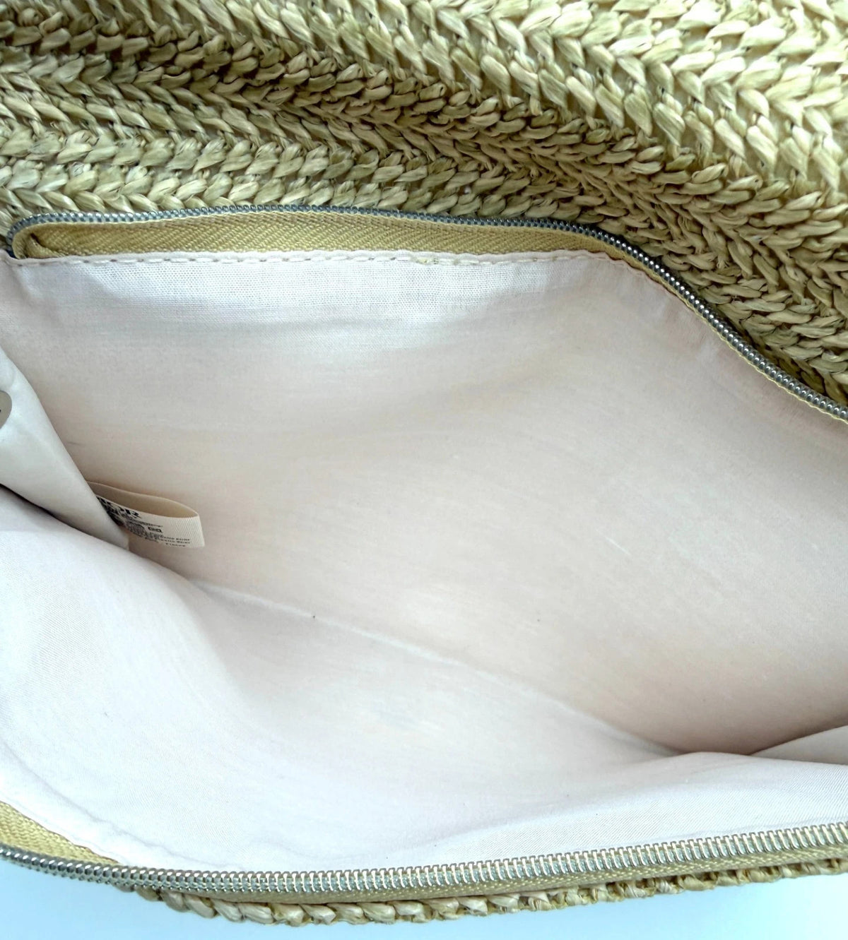 Straw Raffia Cosmetic Pouch with Silver Chain - Travel & Makeup Bag