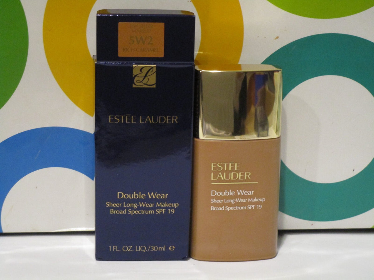 Estee Lauder Double Wear Sheer Long Wear Makeup 5W2 Rich Caramel 1 oz