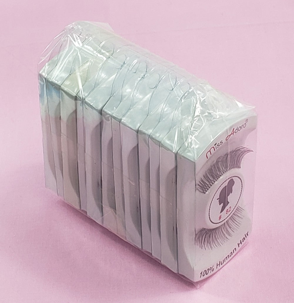 12 Pack Human Hair False Eyelashes Style #82 Natural Touch Handmade