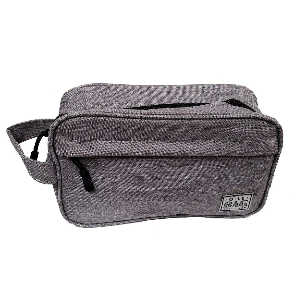 Grey Cosmetic & Toiletry Bag with Handle, 9x3x5.5 Inches