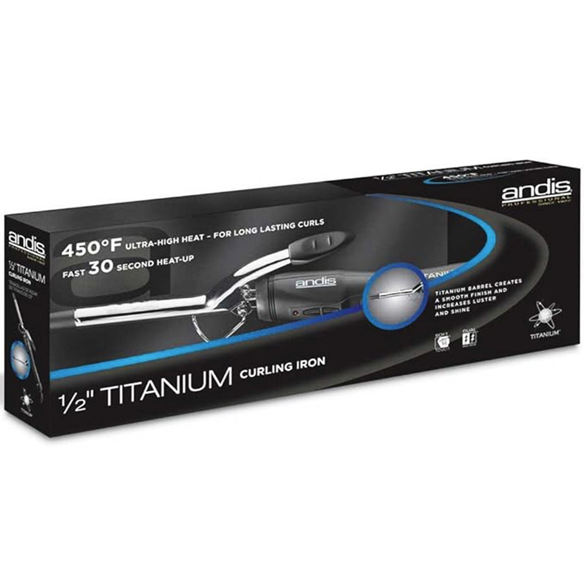 Andis Titanium Curling Iron 1/2 Inch 450°F - Hair Styling Tool