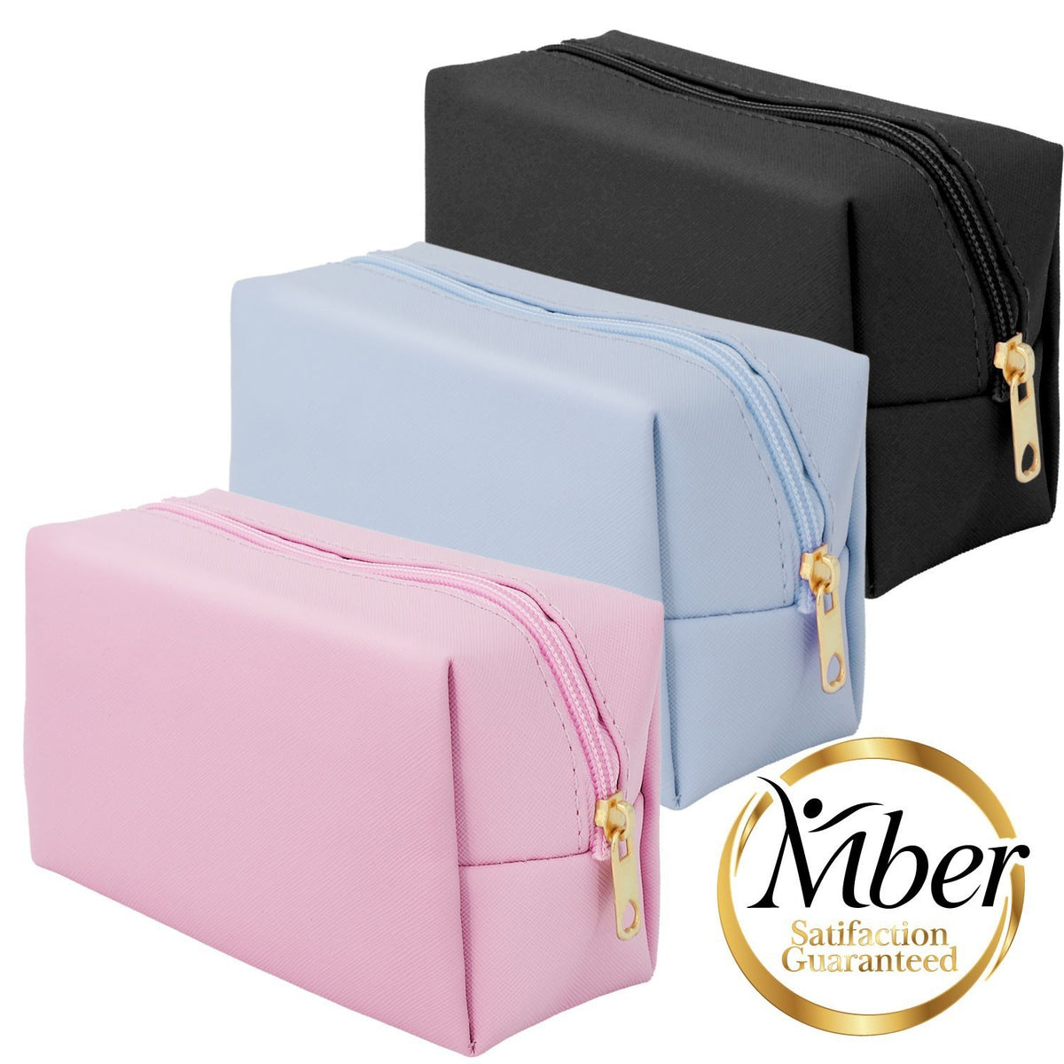 Water-Resistant Leather Makeup Bag Travel Cosmetic Pouch Small Toiletry Organizer