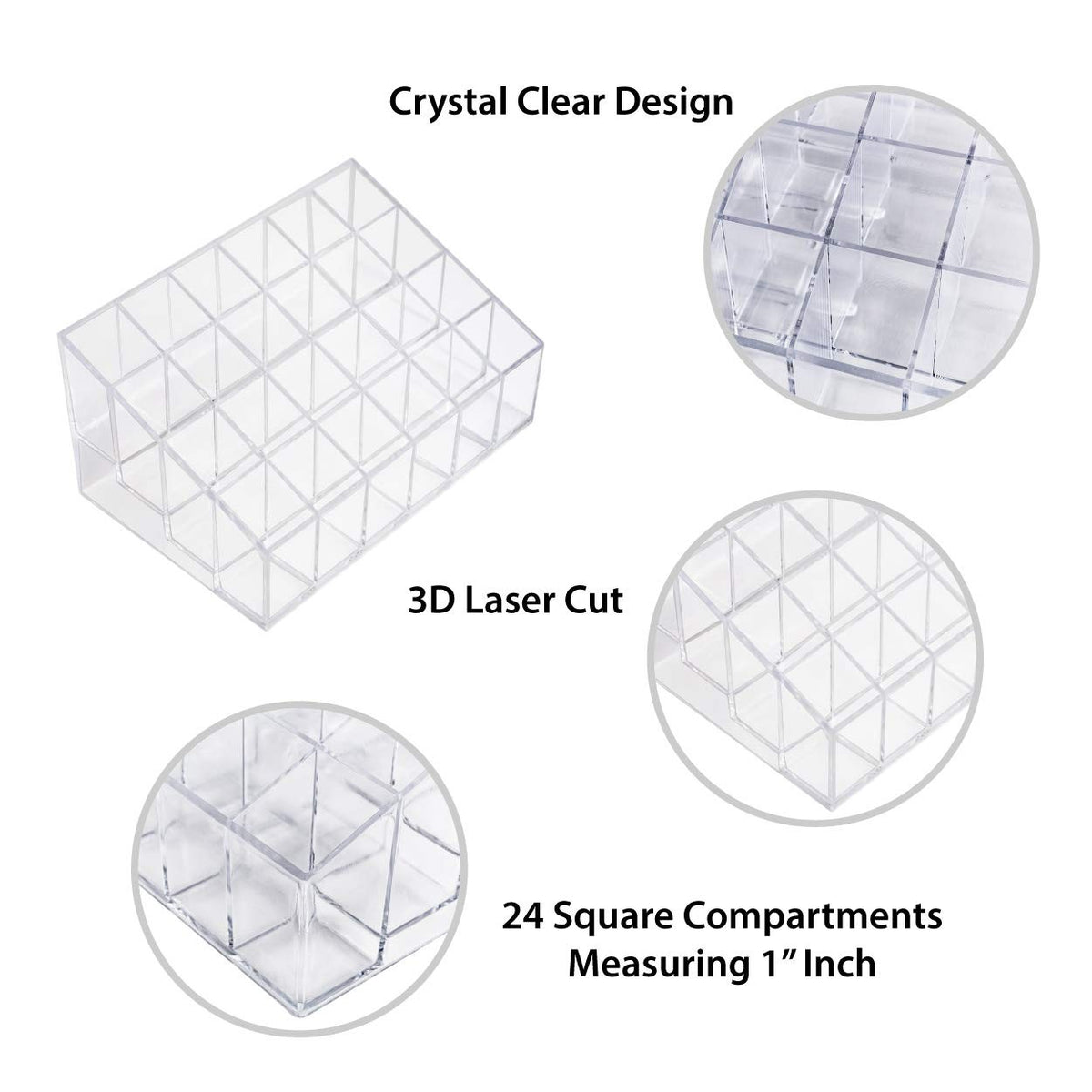 Transparent Makeup Organizer with Multiple Compartments - Clear Cosmetic Storage Box