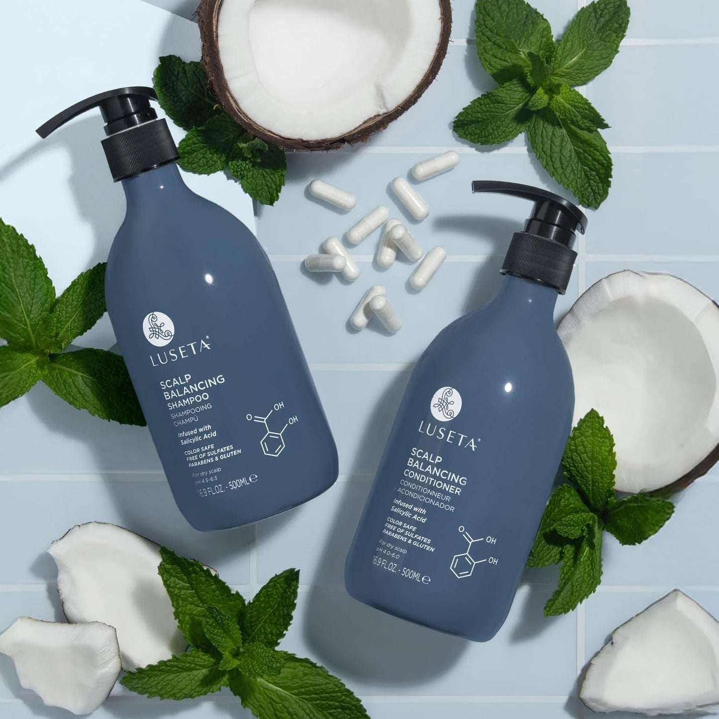 Salicylic Acid Dandruff Control Shampoo & Conditioner Set - Sulfate-Free, Tea Tree & Argan Oil