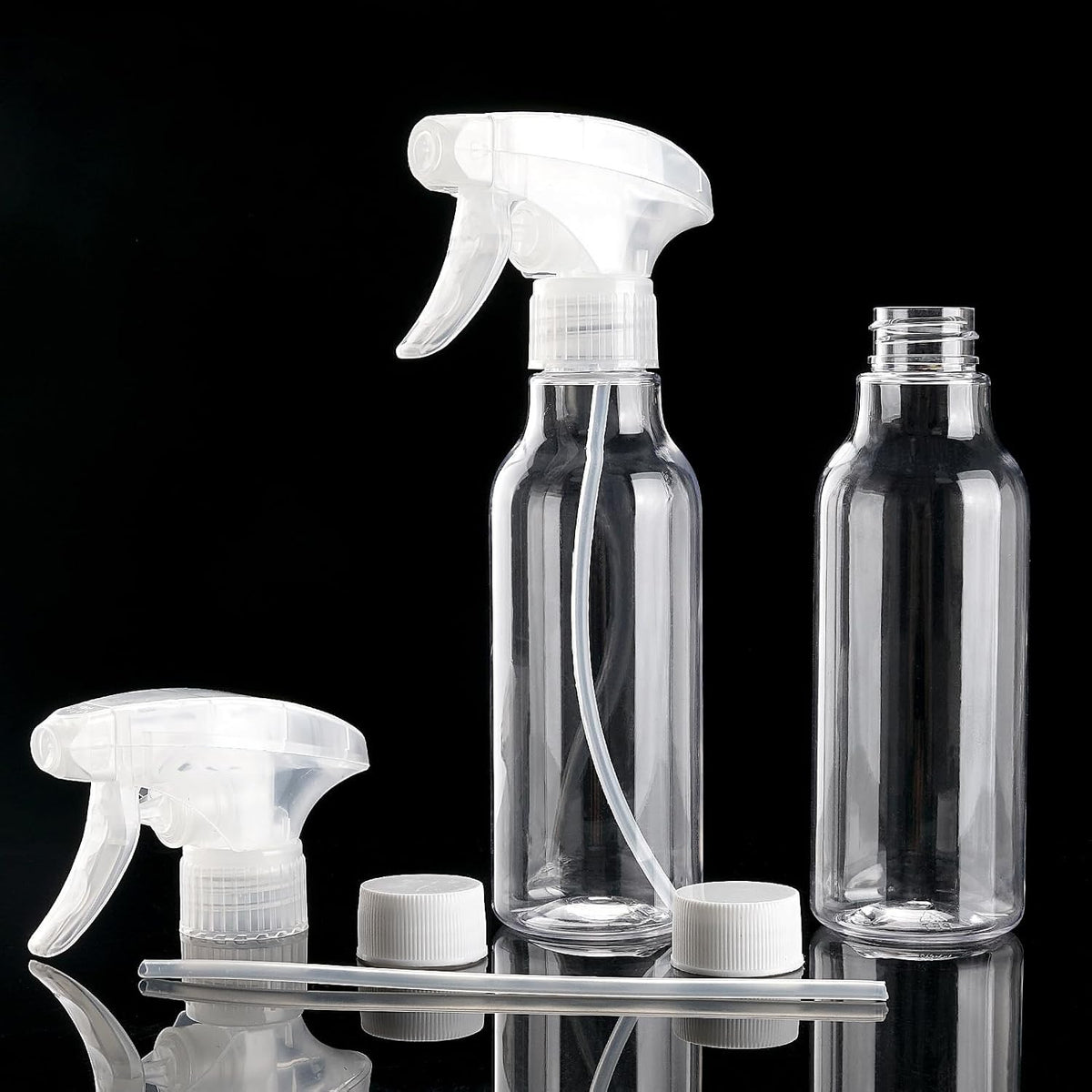 8.8oz Plastic Spray Bottles 2 Pack - Refillable Clear Mist Sprayers for Cleaning, Hair and Household Use