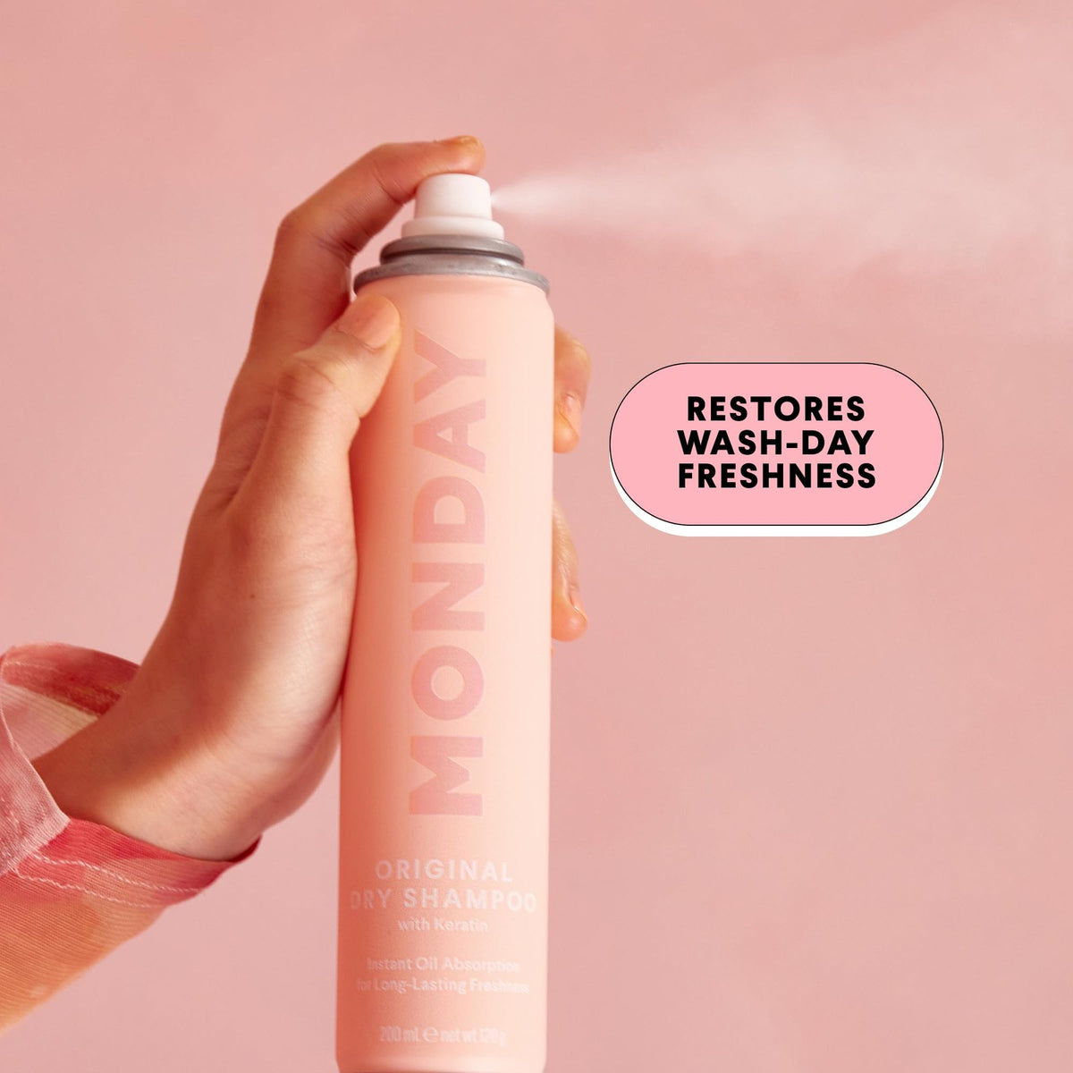 Dry Shampoo with Keratin - Freshens Hair & Absorbs Oil - Pink