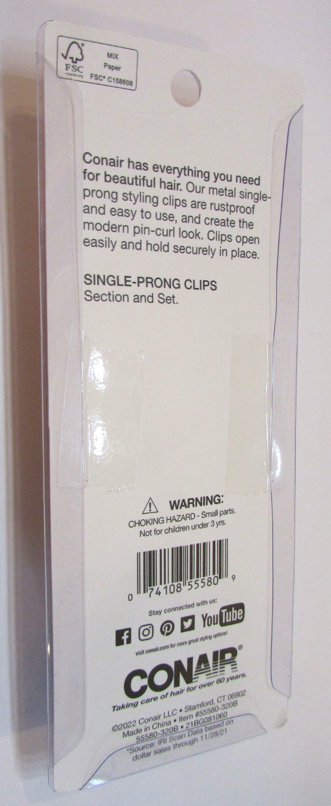 New 30 Pack 2022 Conair 1.75" Steel Sectioning Single Prong Clips