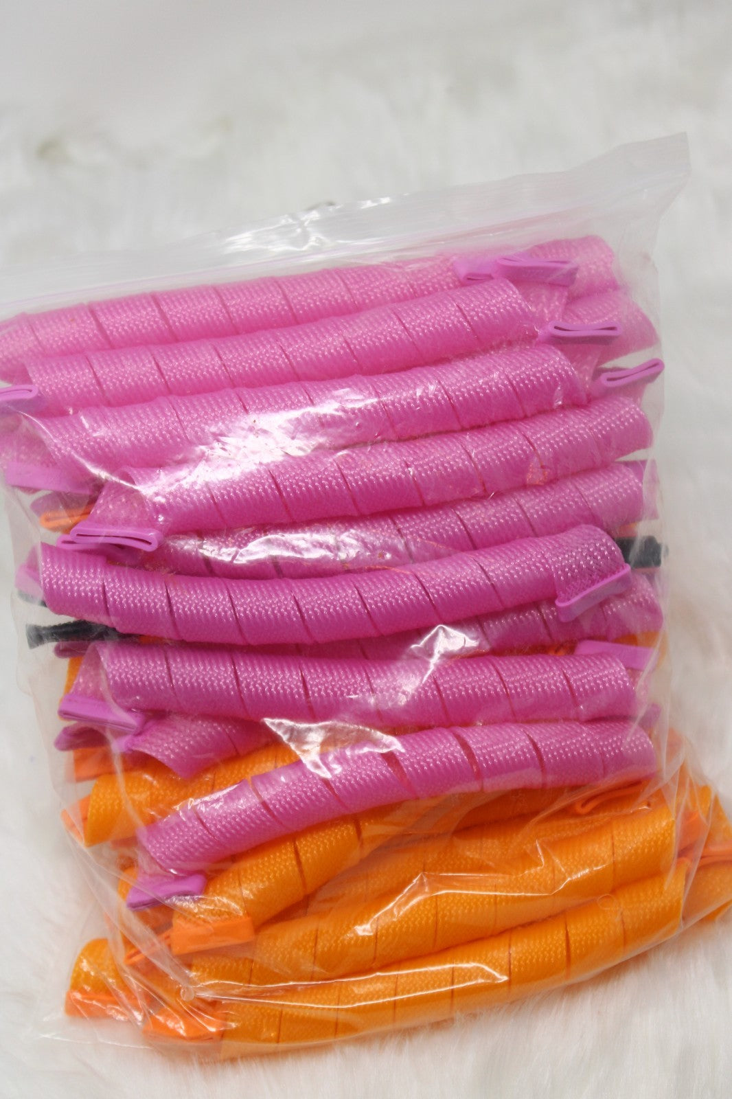 40pcs Heatless Spiral Hair Curlers Set for Long Hair - Pink & Orange