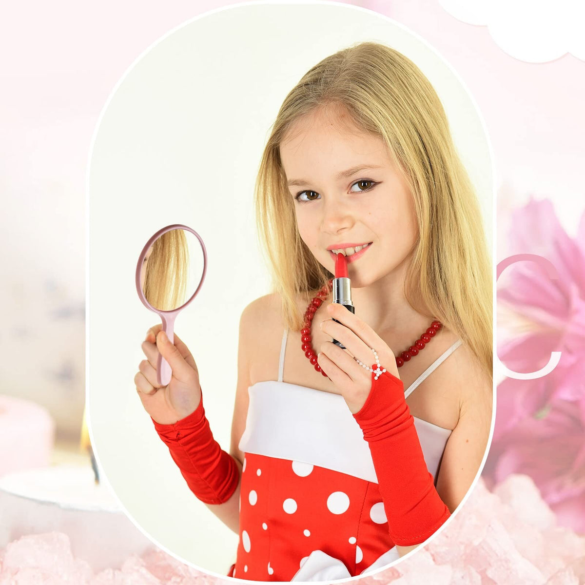 50 Pack Small Handheld Mirrors with Handles - Portable Vanity Makeup Mirrors for Women & Kids