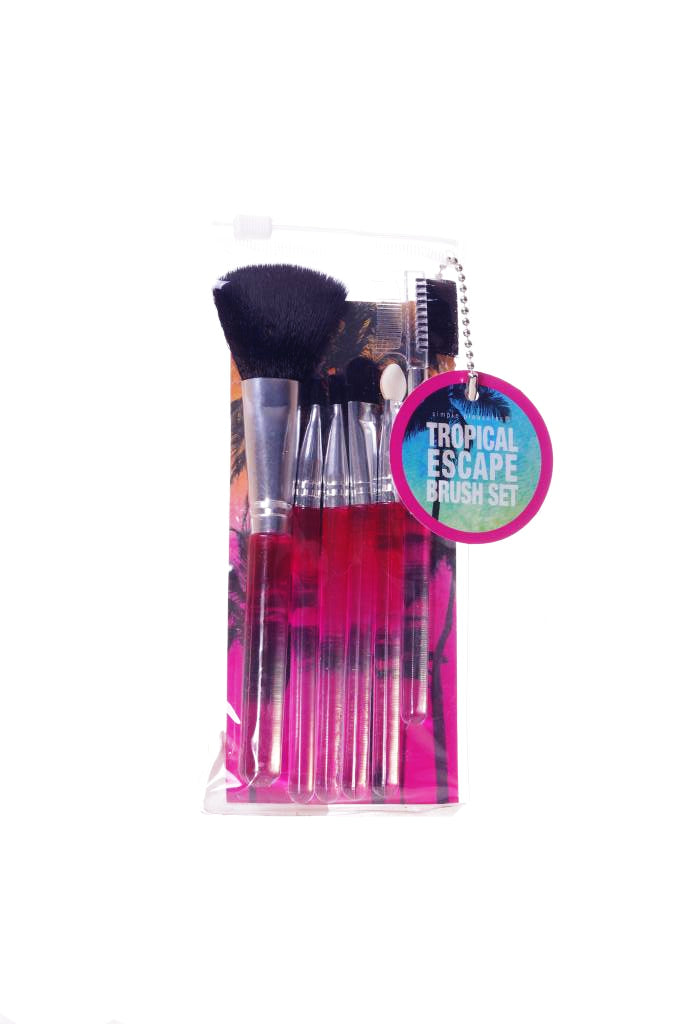 Makeup Brush Set with Blush, Eye Shadow, Lip & Brow Brushes - Pink