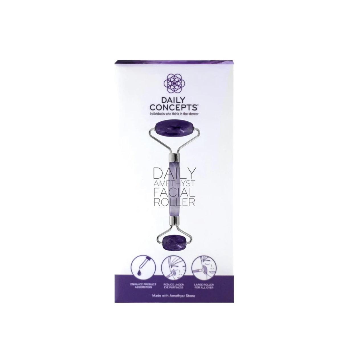 Genuine Amethyst Facial Roller for Skin Tightening and Puffiness Reduction