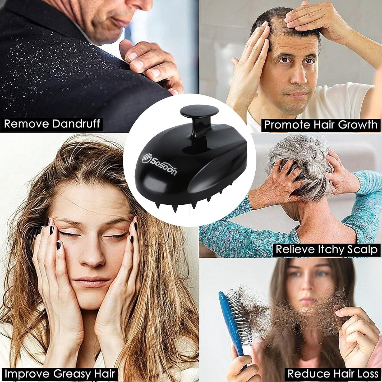 Scalp Massager Shampoo Brush Set - Deep Cleansing Hair & Scalp Care for Men Women Kids