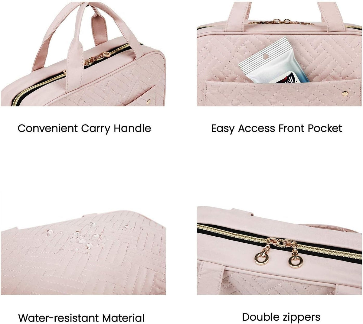 Travel Makeup Bag with Multiple Compartments & Hanging Hook – Lightweight Organizer