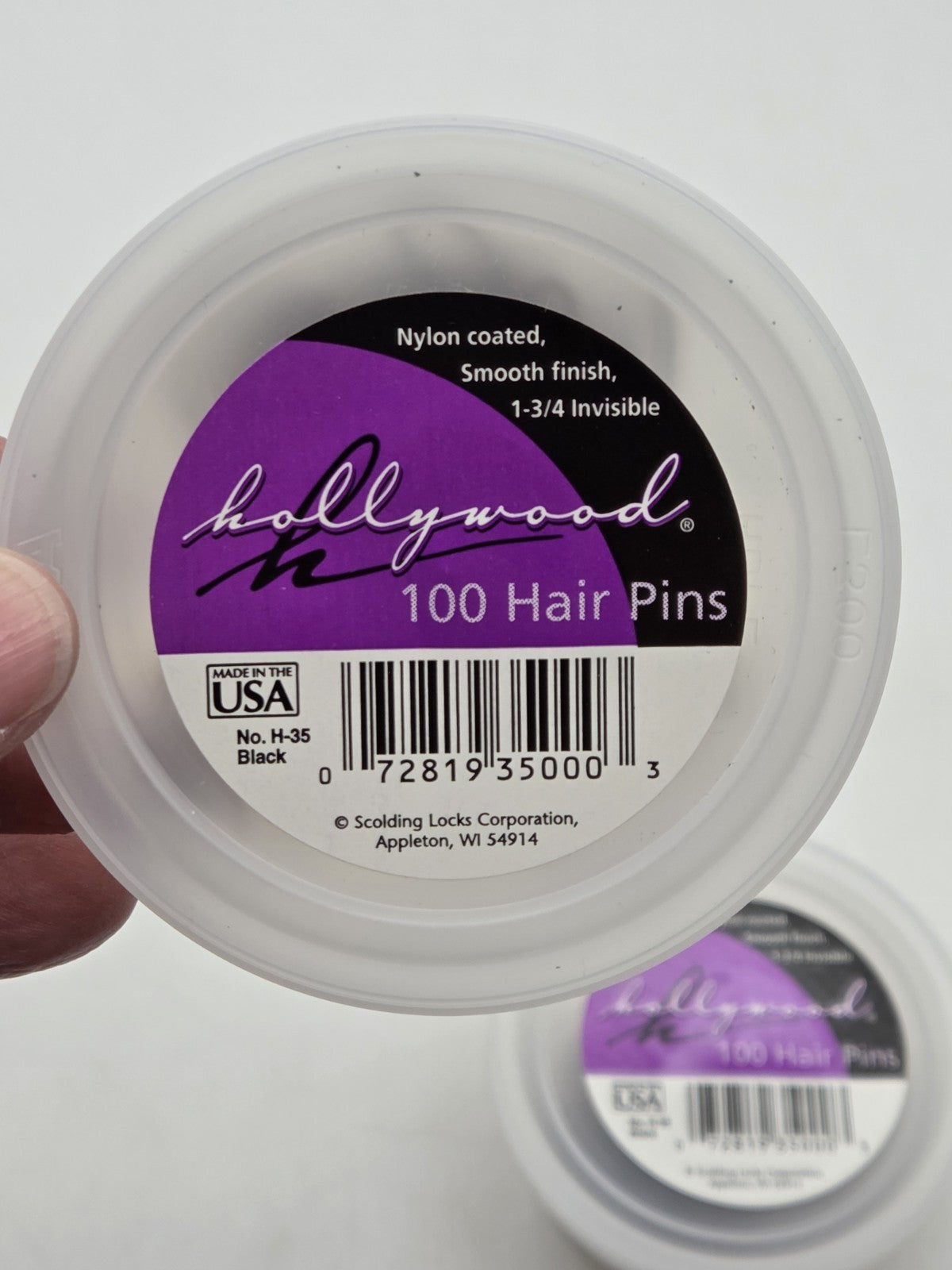 Hollywood Hair Pins Brown 100 Count Tub Nylon Coated 1 3/4" Invisible