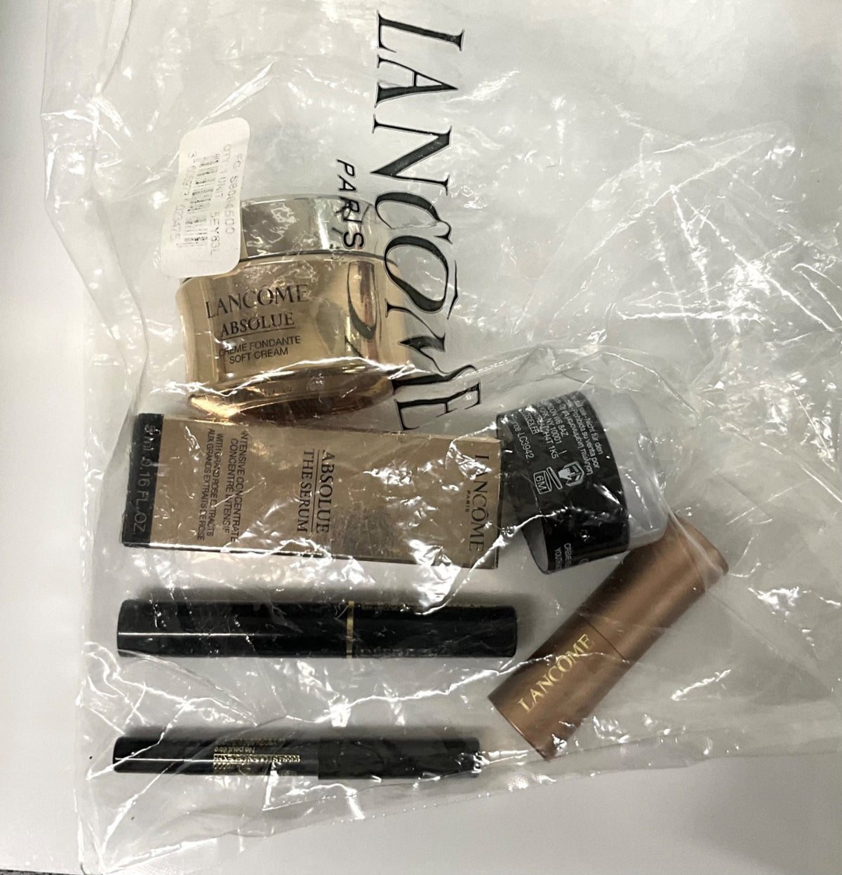 Lancôme 7-Piece Skincare & Makeup Gift Set with Bag - Face Cream Serum Mascara Lipstick