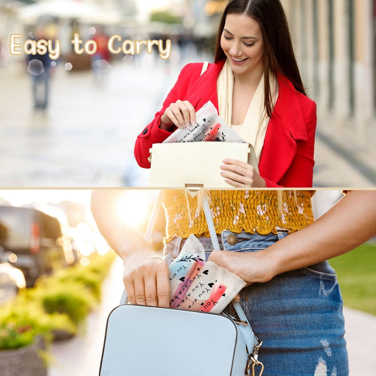 Inspirational Makeup Bags Set - 60 EVA Cosmetic Pouches for Women & Gifts
