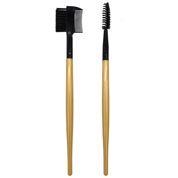2 Piece Eyebrow Brush and Eyelash Comb Set - Makeup & Grooming Tools