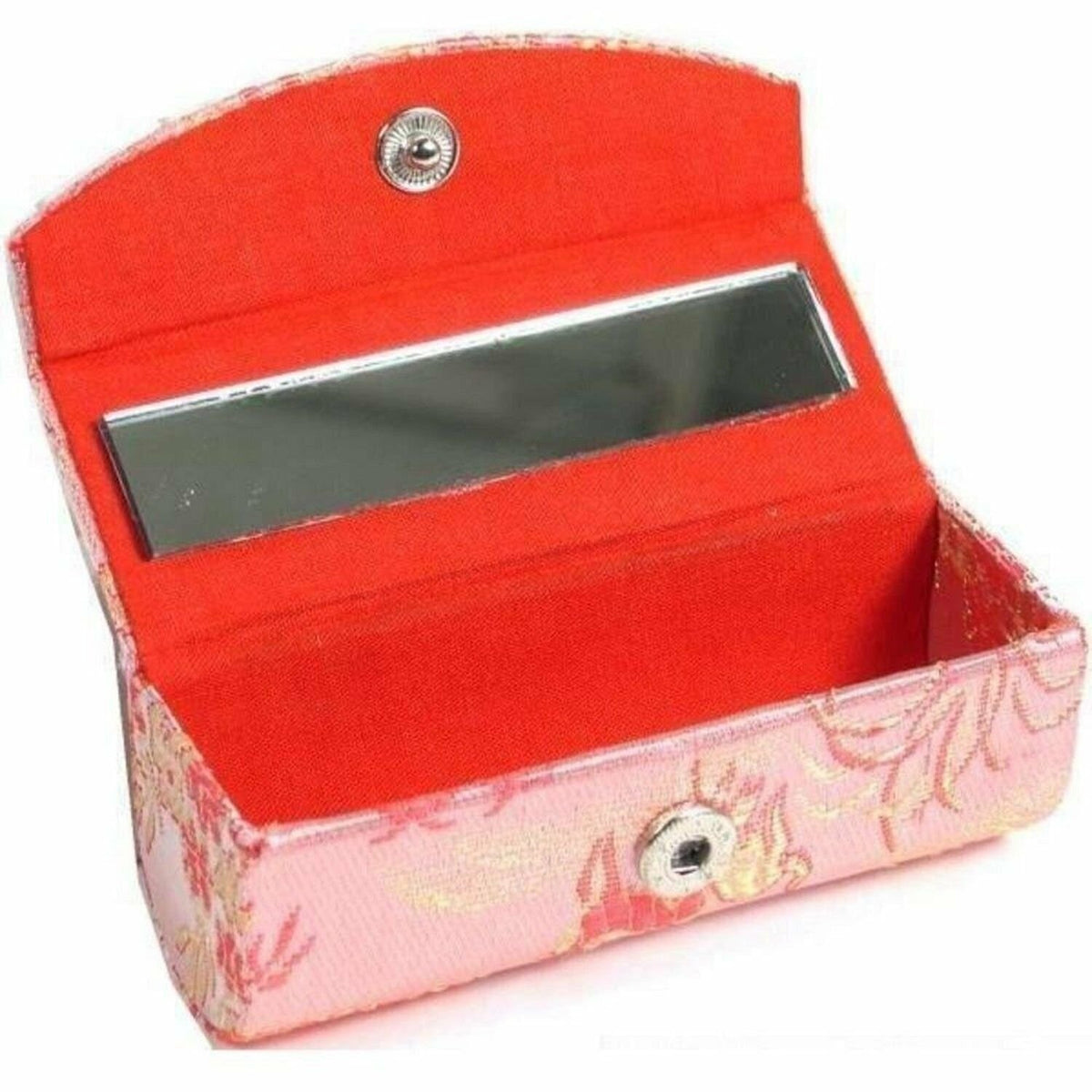 Brocade Lipstick Case with Mirror - Cosmetic Makeup Compact