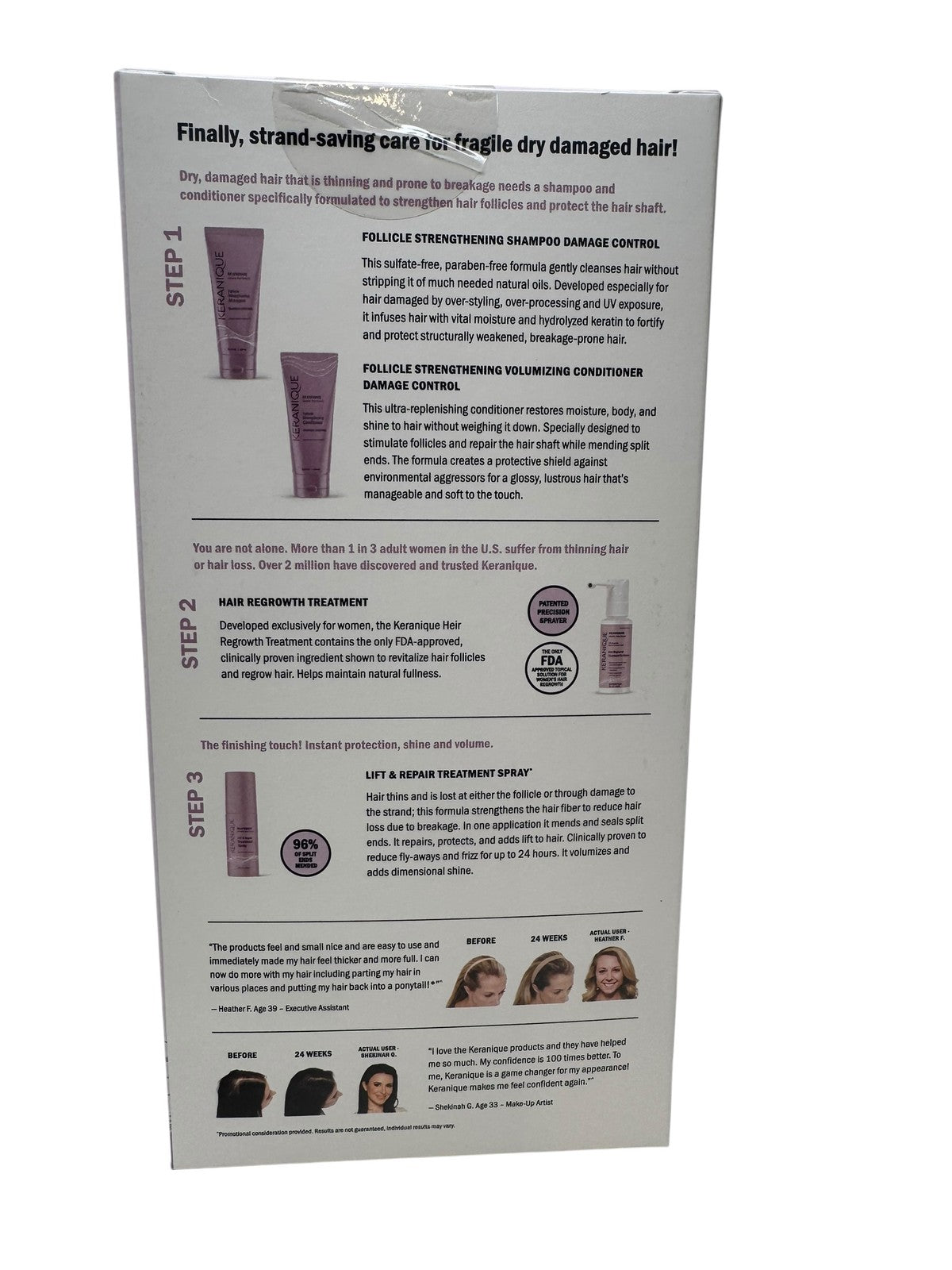 Keranique Damage Control Hair Regrowth System - Complete Hair Treatment Kit