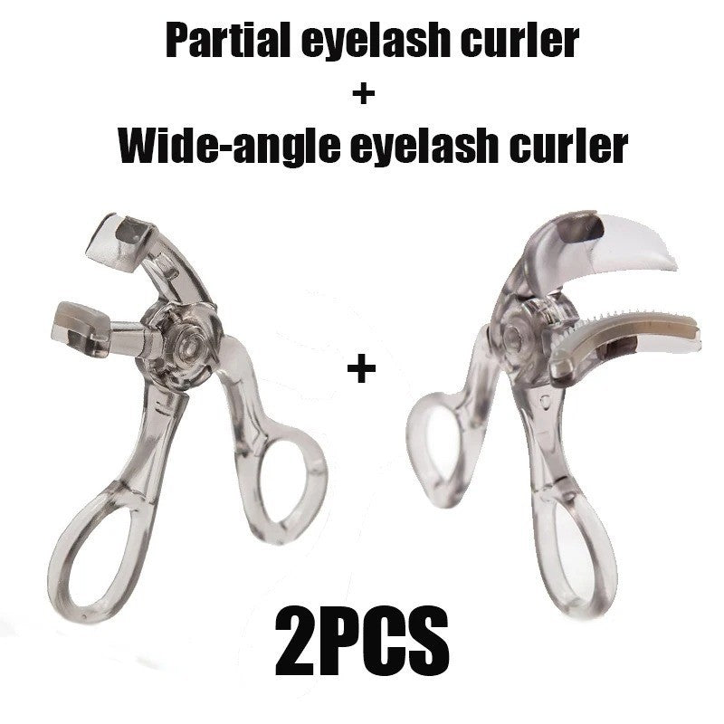 Waterproof Dual Eyelash Curler with Comb & Wide Partial Clip - Long-Lasting Natural Look