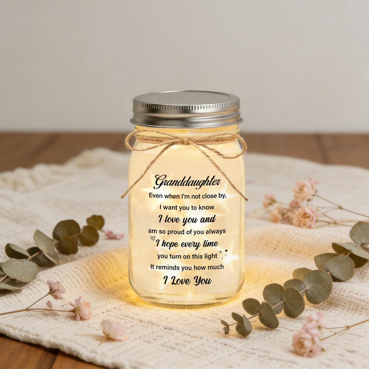Mason Jar Night Light for Granddaughter - Unique Glass Decor with Star Effect