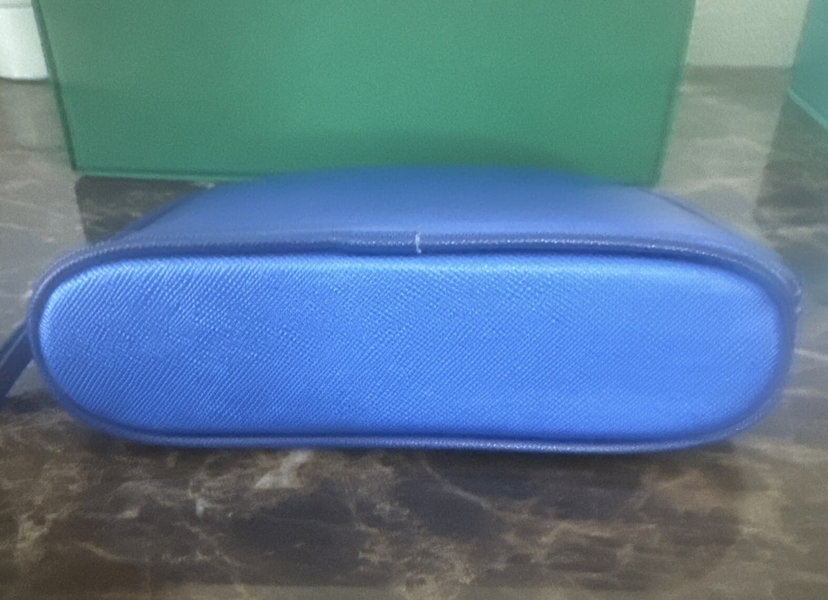 Small Ocean Blue Travel Makeup Bag Organizer - Compact Cosmetic Storage