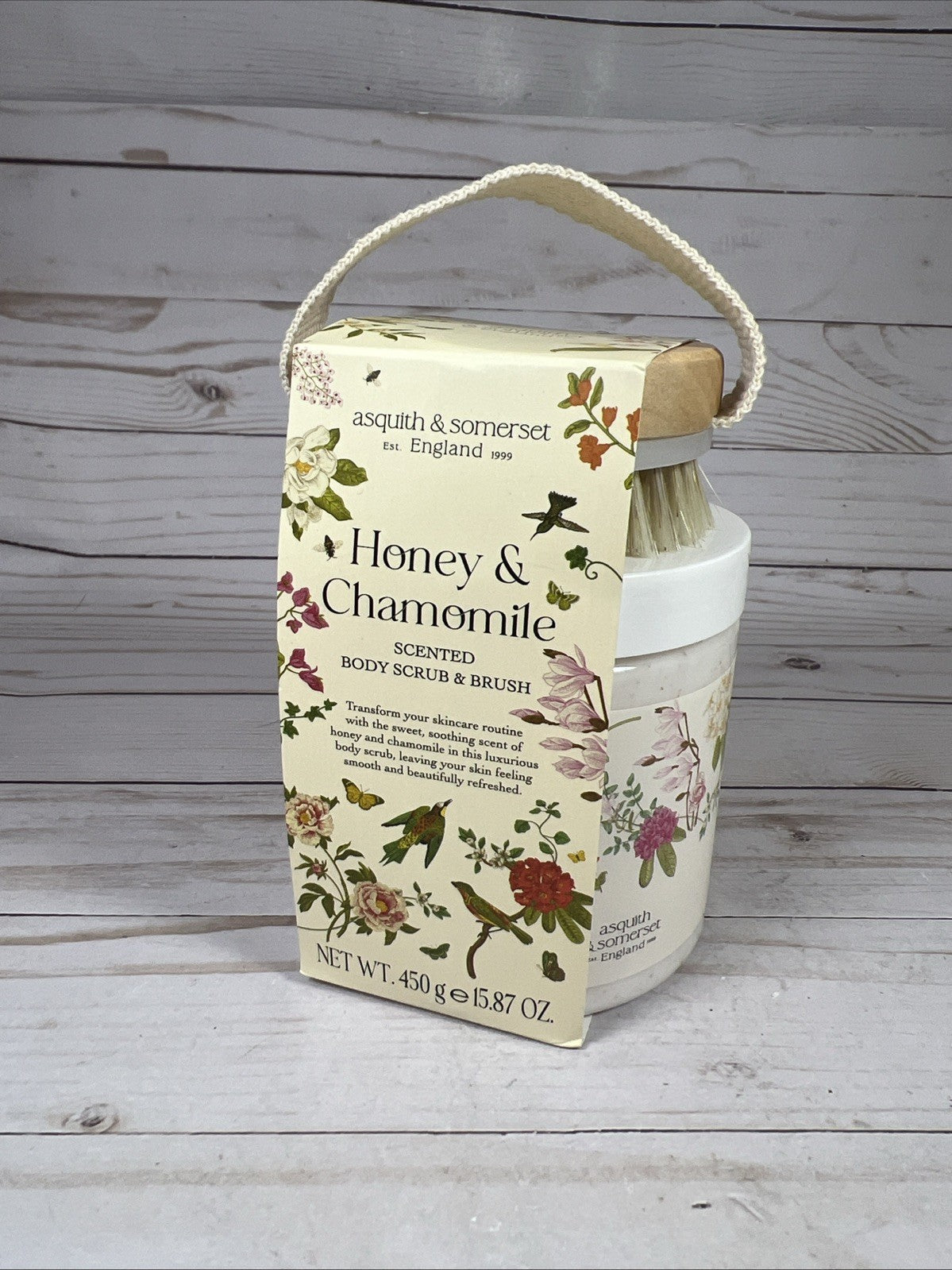 Asquith & Somerset Body Scrub Honey Chamomile Scented w/ Brush 15.87oz