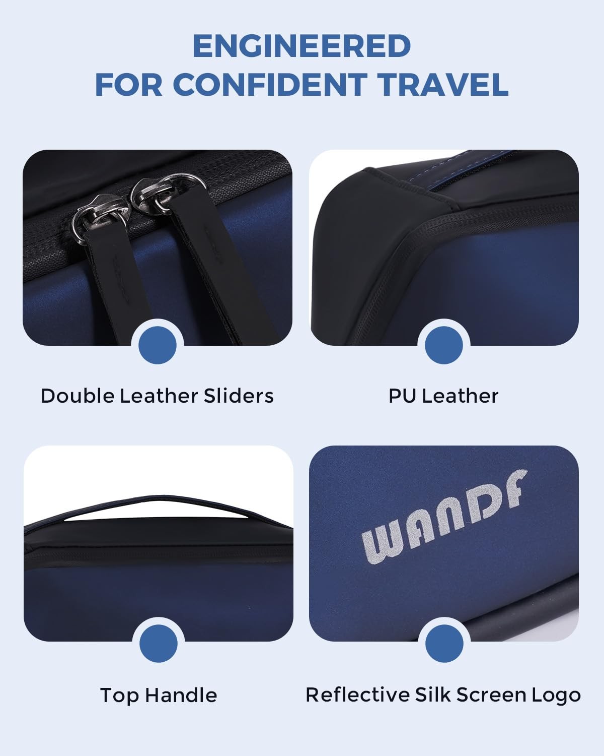 PU Leather Men's Toiletry Bag with Detachable Waterproof Hanging Pouch