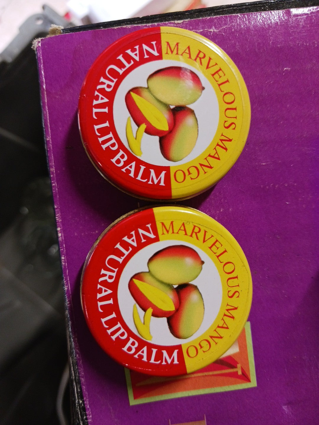 Natural Lip Balm Set - 2 Pack 0.3 oz Sealed Tin Marvelous Mango Flavor