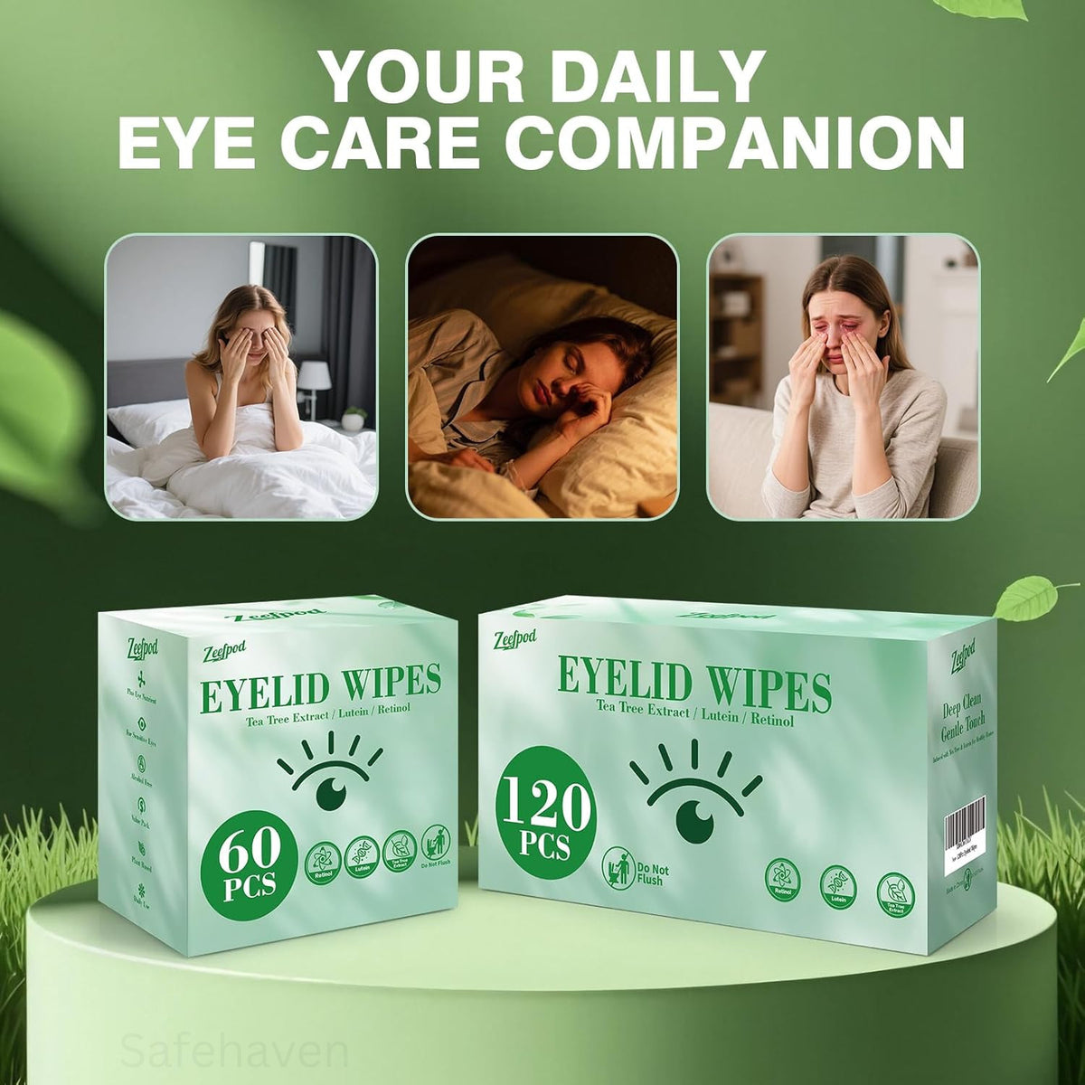 Tea Tree Oil Eyelid Wipes 60 Individually Wrapped Gentle Eye Cleanser