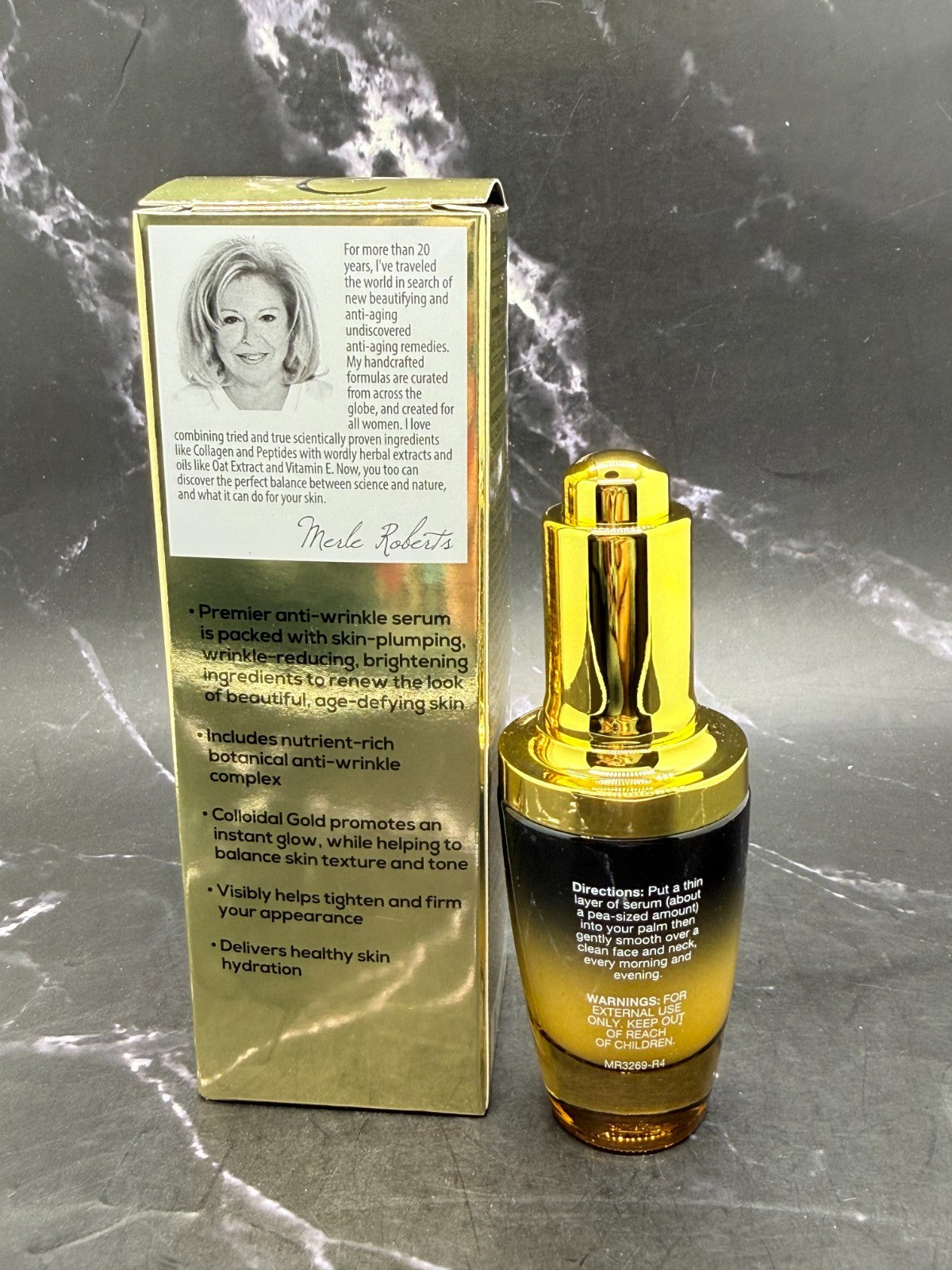 Hydrating Face Serum with Hyaluronic Acid and Gold - 1 oz / 30 ml