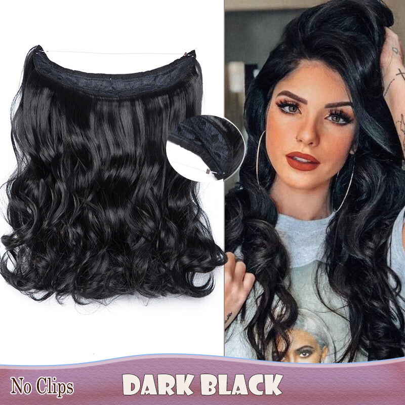 Invisible Wire Clip-In Hair Extensions with Clips & Replacement Wires - Natural & Wavy, 20/24 Inch