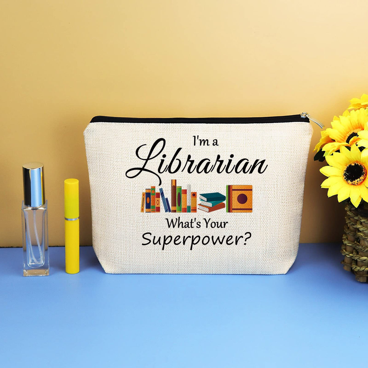 Librarian Gifts Makeup Bag for Women Book Lover Thank You Gift