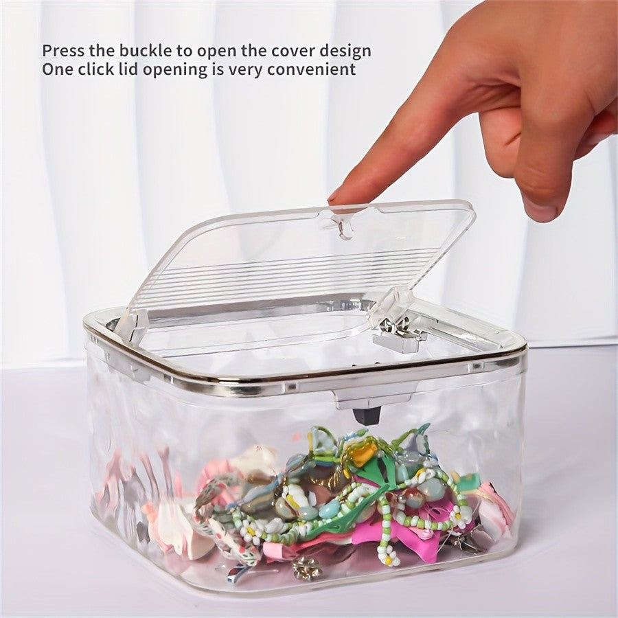 Acrylic Jewelry & Hair Tie Organizer Box - Dustproof Storage Container