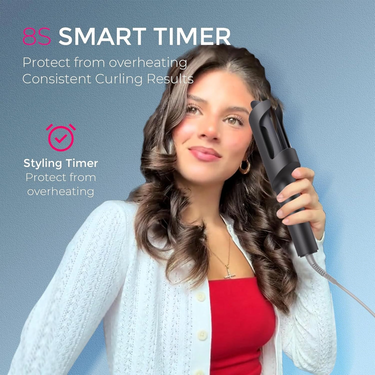 1.25 Inch Automatic Rotating Curling Iron for Beach Waves & Curly Hair