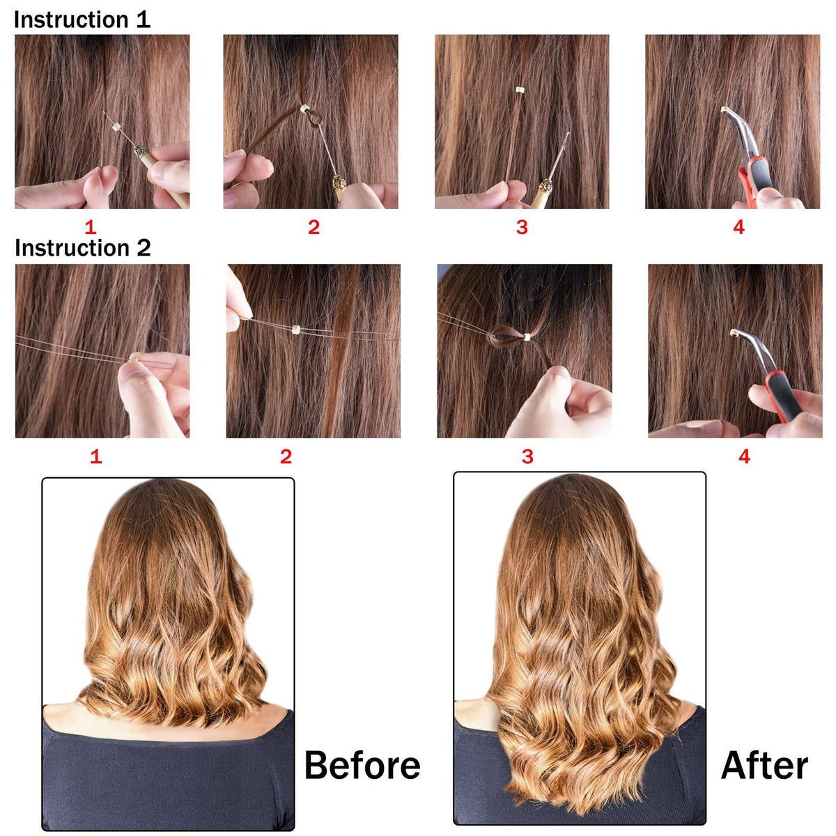 Hair Extension Tool Kit 500 Pcs Dark Blonde