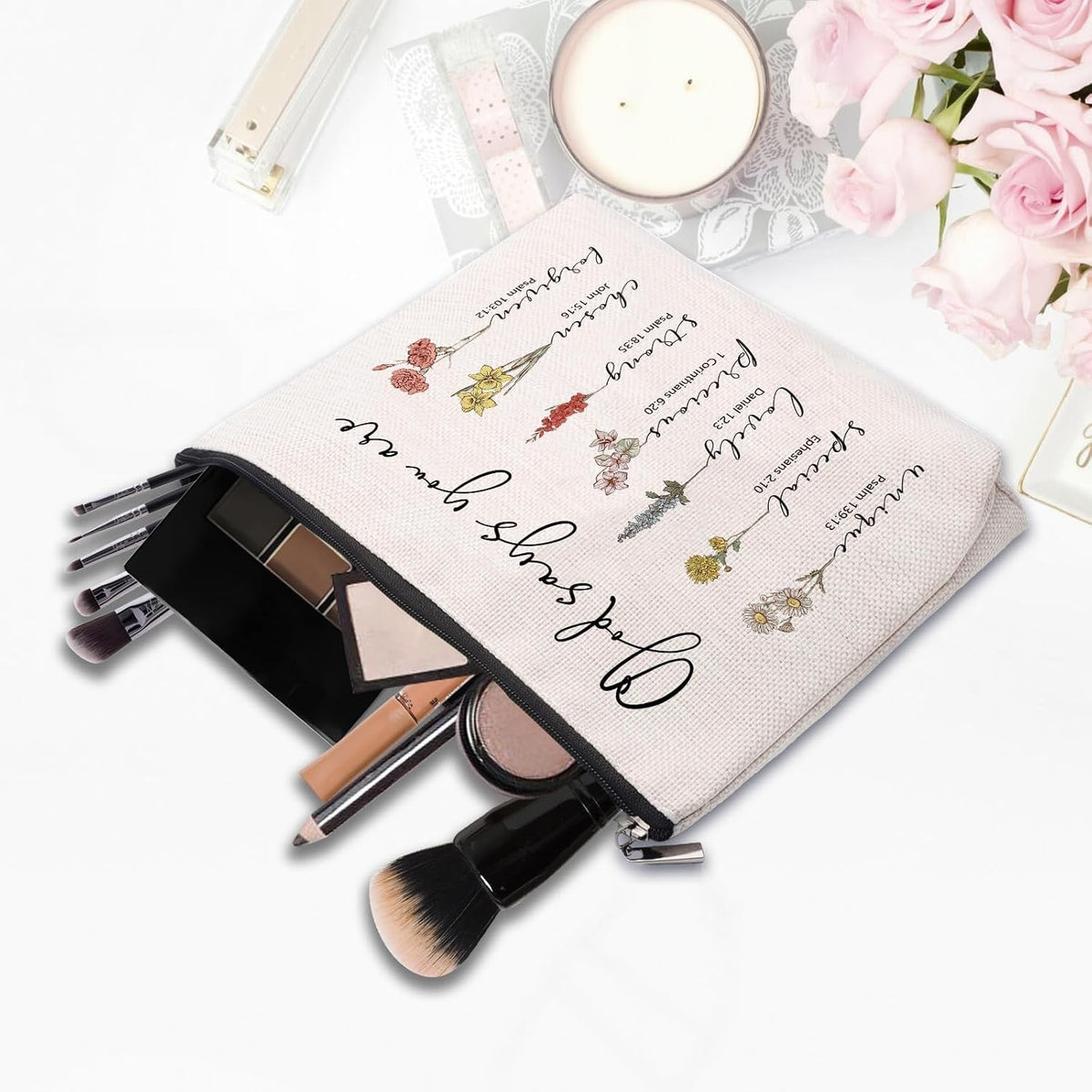 God Says You Are Makeup Bag - Christian Gifts for Women, Bible Verse Cosmetic Organizer