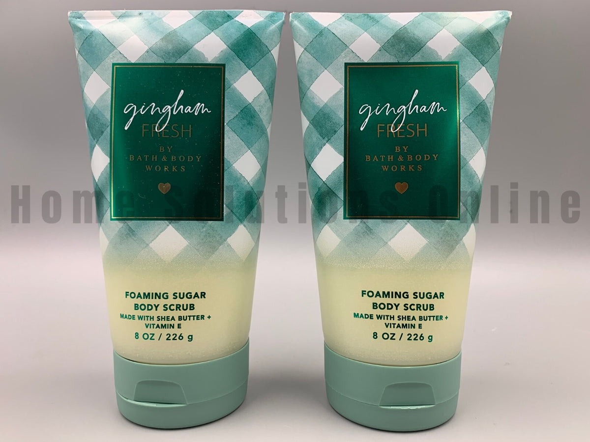 Bath & Body Works Gingham Fresh Foaming Shea Butter Sugar Scrub S/2 8