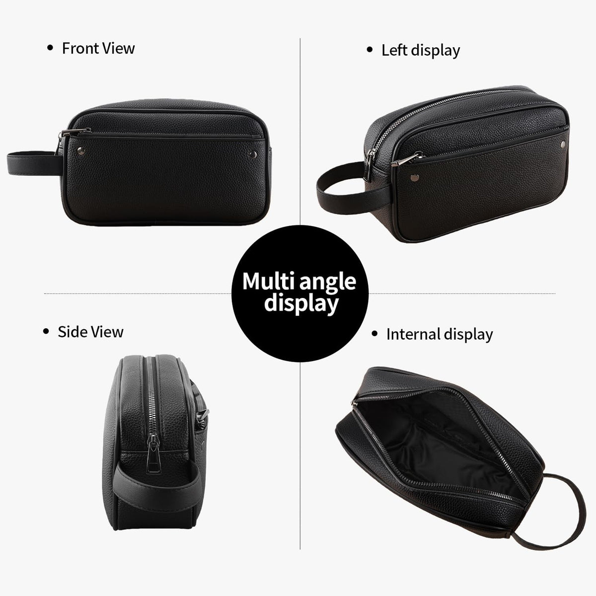 Men's Travel Toiletry Bag - Compact Dopp Kit with Water-Resistant PU Leather
