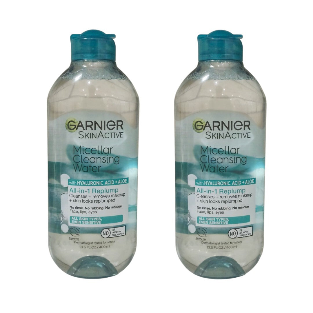 Garnier Micellar Water Hyaluronic Acid Facial Cleanser & Makeup Remover - Hydrating Set of 2, 13.5 oz