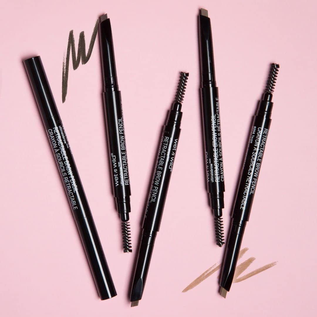 Eyebrow Pencil with Spoolie Brush - Retractable Fine Tip Taupe