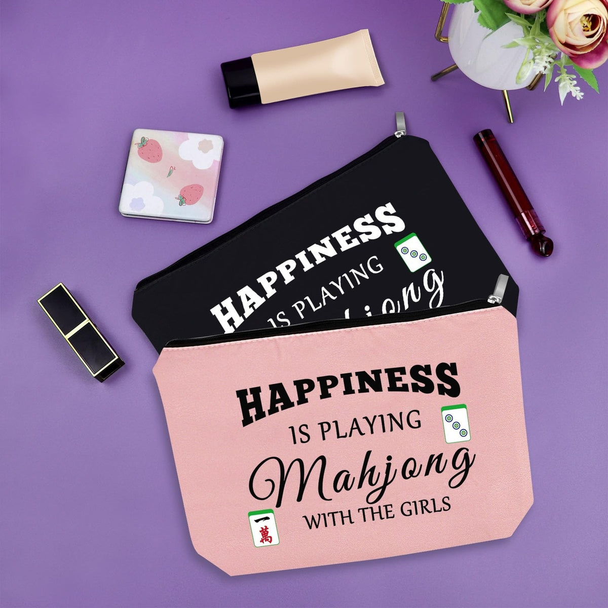 2-Pack Mahjong Makeup Bags for Mahjong Lovers – Gift for Women, Mom, Grandma, Aunt