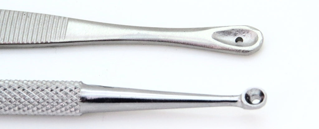 Professional Silver Blackhead & Blemish Extractor Tool Set - Medical Grade Stainless Steel